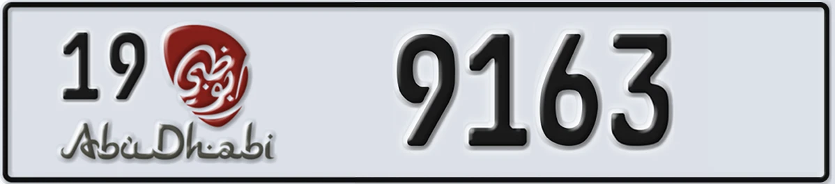 UAE License Plate Abu Dhabi 19 9163