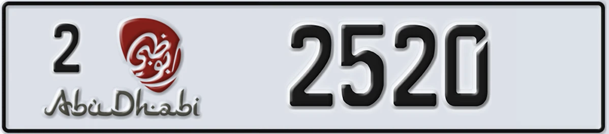 UAE License Plate Abu Dhabi 2 2520