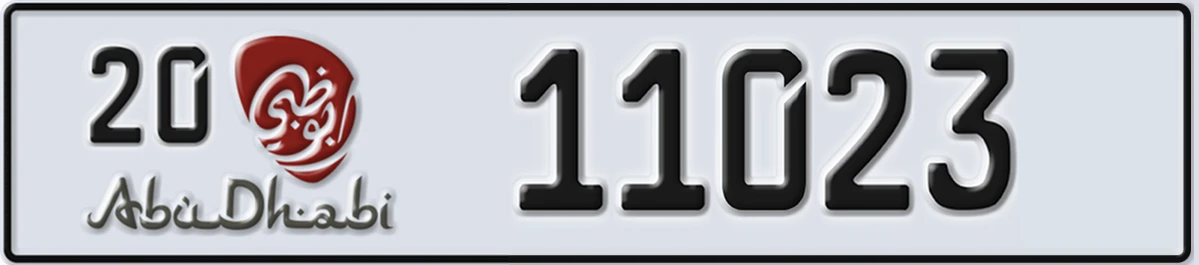 UAE License Plate Abu Dhabi 20 11023