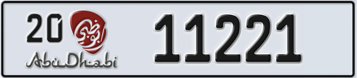 UAE License Plate Abu Dhabi 20 11221