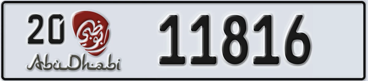 UAE License Plate Abu Dhabi 20 11816