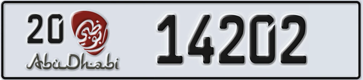 UAE License Plate Abu Dhabi 20 14202