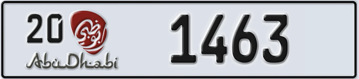 UAE License Plate Abu Dhabi 20 1463