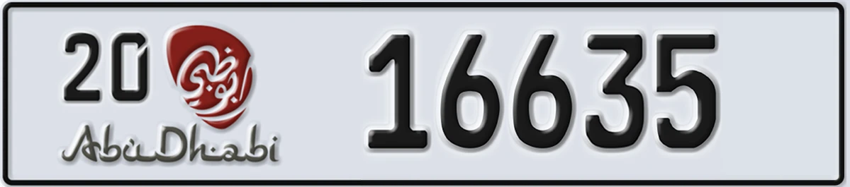 UAE License Plate Abu Dhabi 20 16635