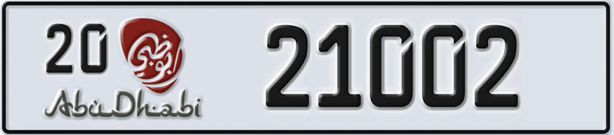 UAE License Plate Abu Dhabi 20 21002
