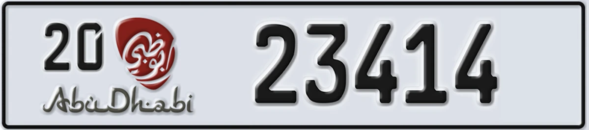 UAE License Plate Abu Dhabi 20 23414