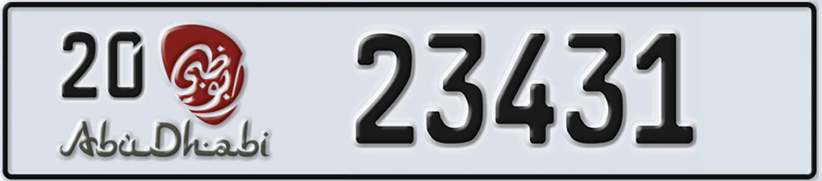 UAE License Plate Abu Dhabi 20 23431