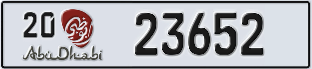UAE License Plate Abu Dhabi 20 23652