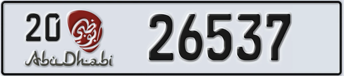 UAE License Plate Abu Dhabi 20 26537