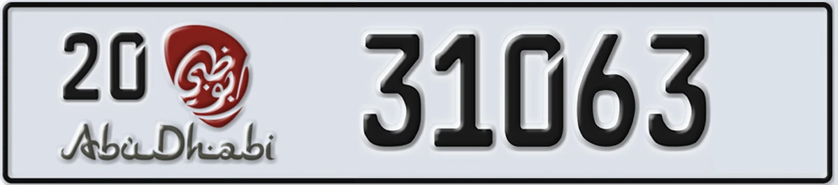 UAE License Plate Abu Dhabi 20 31063