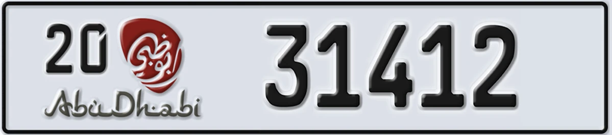UAE License Plate Abu Dhabi 20 31412