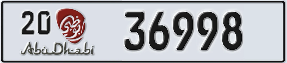 UAE License Plate Abu Dhabi 20 36998