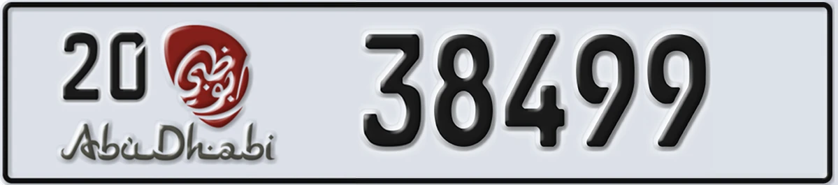 UAE License Plate Abu Dhabi 20 38499