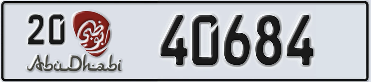 UAE License Plate Abu Dhabi 20 40684