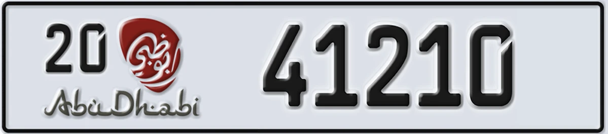 UAE License Plate Abu Dhabi 20 41210