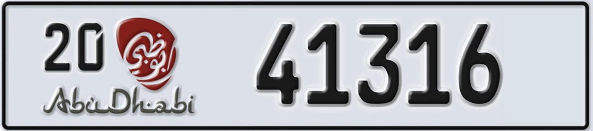 UAE License Plate Abu Dhabi 20 41316