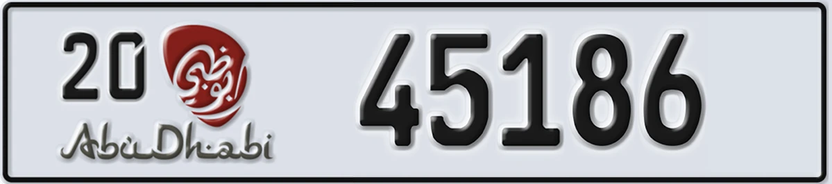 UAE License Plate Abu Dhabi 20 45186