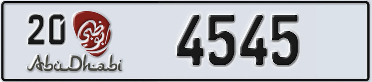 UAE License Plate Abu Dhabi 20 4545
