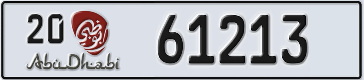 UAE License Plate Abu Dhabi 20 61213