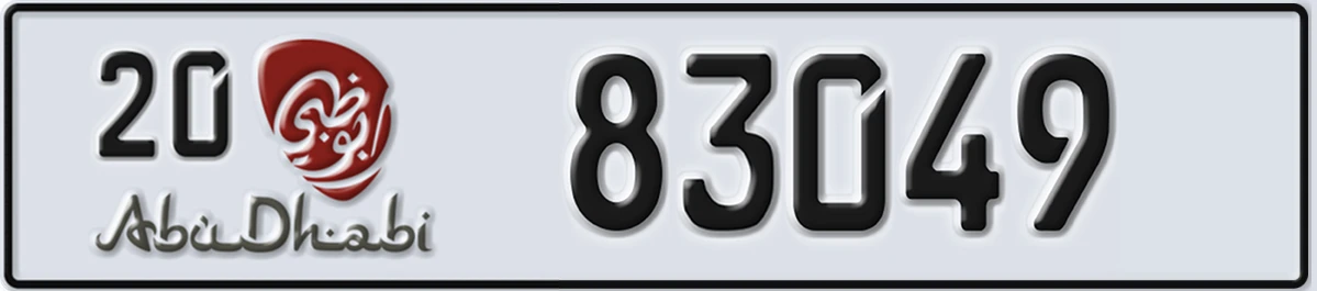 UAE License Plate Abu Dhabi 20 83049
