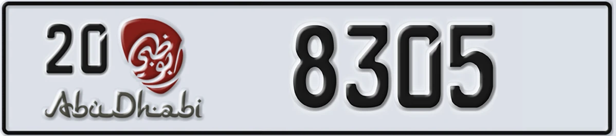 UAE License Plate Abu Dhabi 20 8305