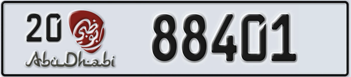 UAE License Plate Abu Dhabi 20 88401