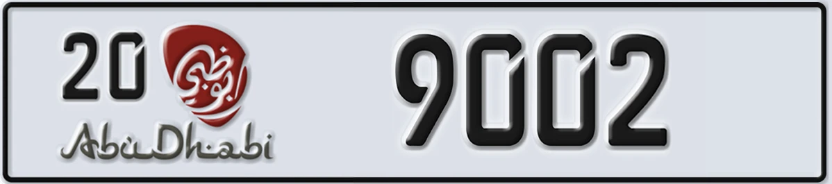 UAE License Plate Abu Dhabi 20 9002