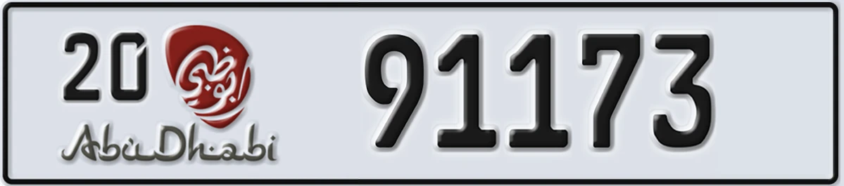 UAE License Plate Abu Dhabi 20 91173