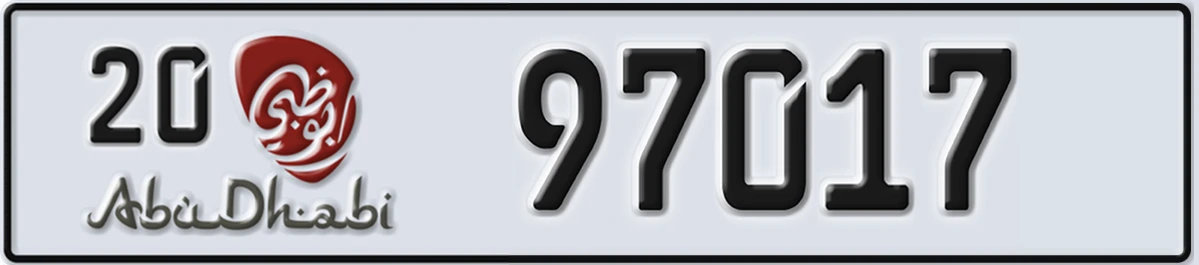 UAE License Plate Abu Dhabi 20 97017