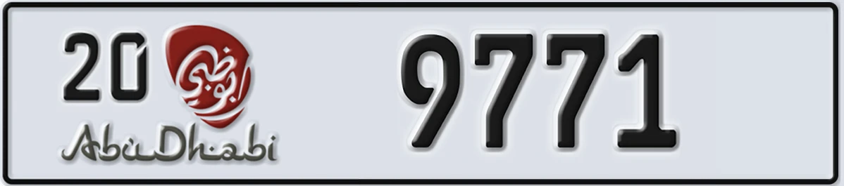 UAE License Plate Abu Dhabi 20 9771