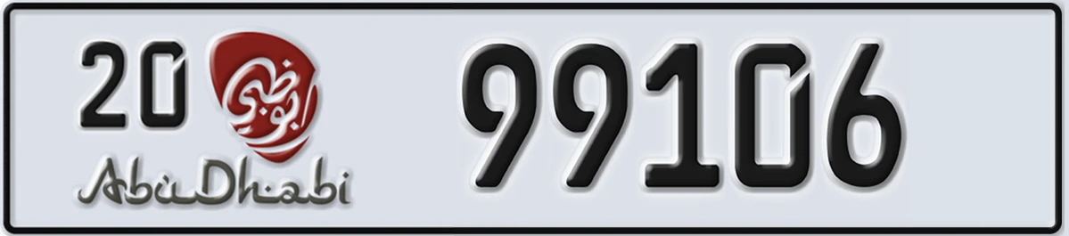 UAE License Plate Abu Dhabi 20 99106
