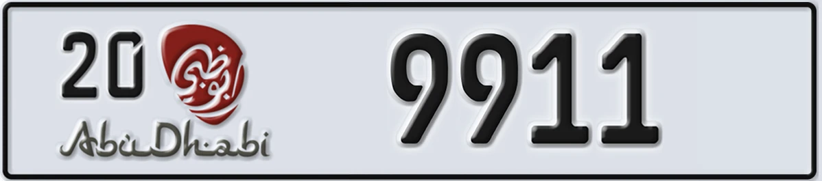 UAE License Plate Abu Dhabi 20 9911