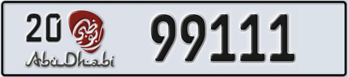 UAE License Plate Abu Dhabi 20 99111