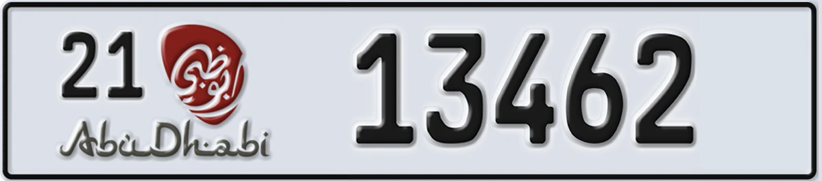 UAE License Plate Abu Dhabi 21 13462