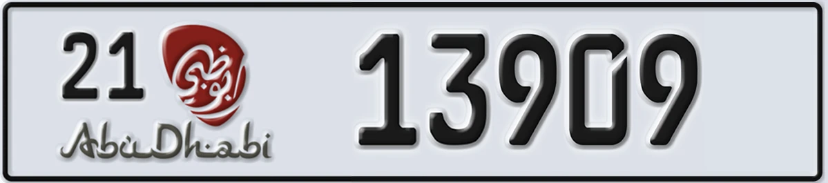 UAE License Plate Abu Dhabi 21 13909
