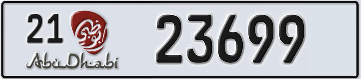 UAE License Plate Abu Dhabi 21 23699