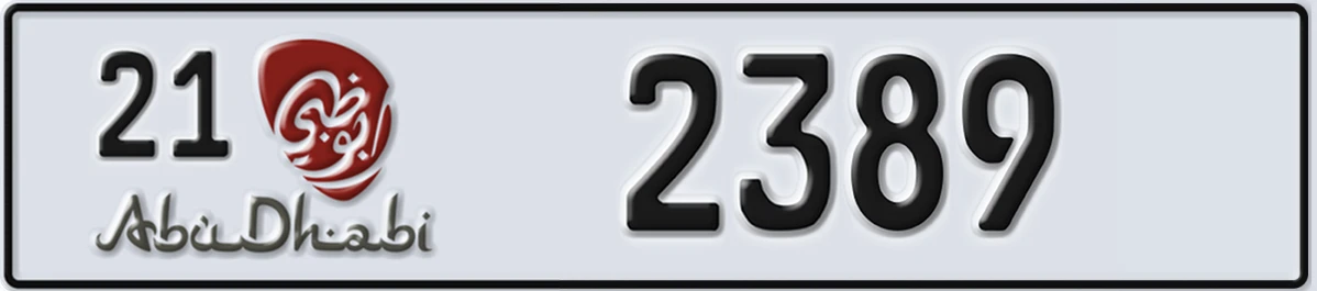 UAE License Plate Abu Dhabi 21 2389