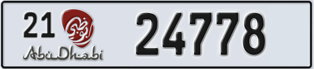 UAE License Plate Abu Dhabi 21 24778