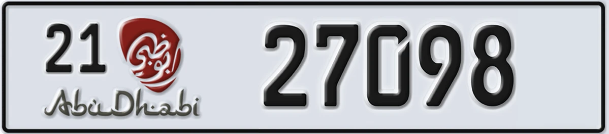 UAE License Plate Abu Dhabi 21 27098