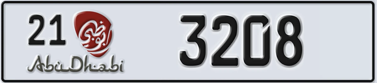 UAE License Plate Abu Dhabi 21 3208