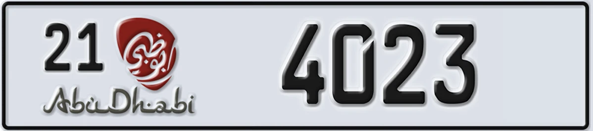 UAE License Plate Abu Dhabi 21 4023
