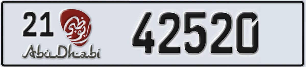 UAE License Plate Abu Dhabi 21 42520