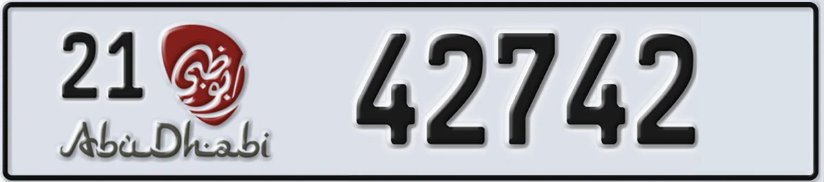 UAE License Plate Abu Dhabi 21 42742
