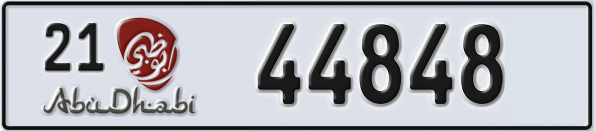 UAE License Plate Abu Dhabi 21 44848