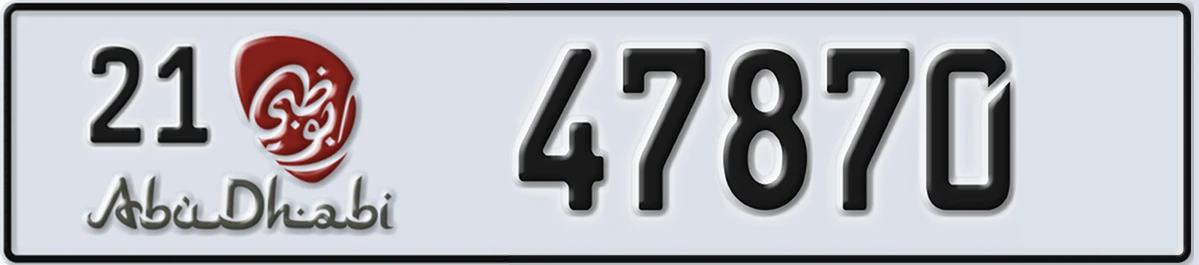 UAE License Plate Abu Dhabi 21 47870