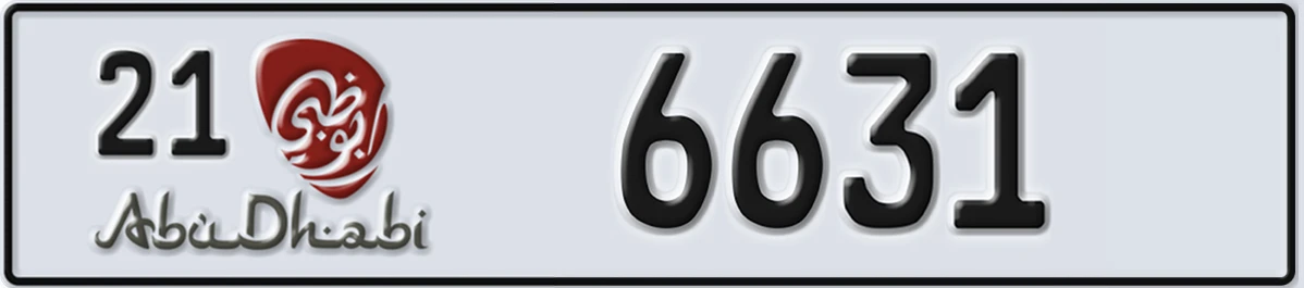 UAE License Plate Abu Dhabi 21 6631