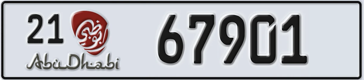 UAE License Plate Abu Dhabi 21 67901