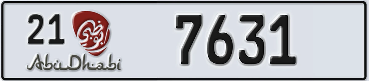 UAE License Plate Abu Dhabi 21 7631