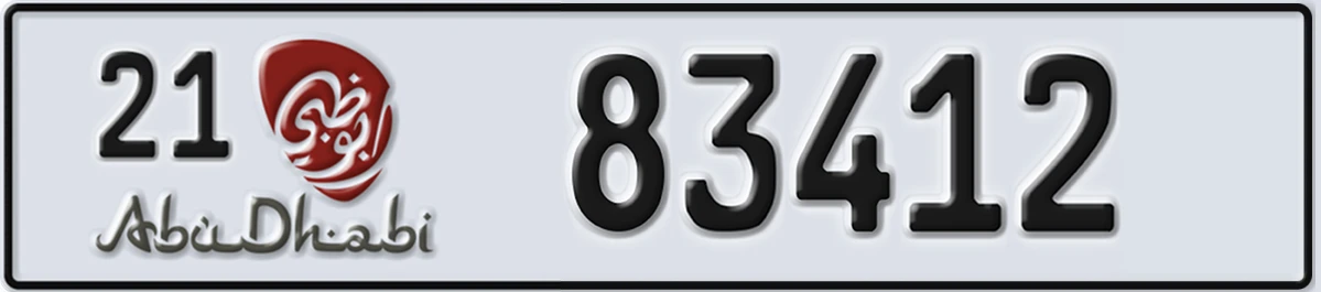 UAE License Plate Abu Dhabi 21 83412
