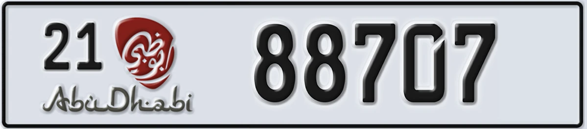 UAE License Plate Abu Dhabi 21 88707